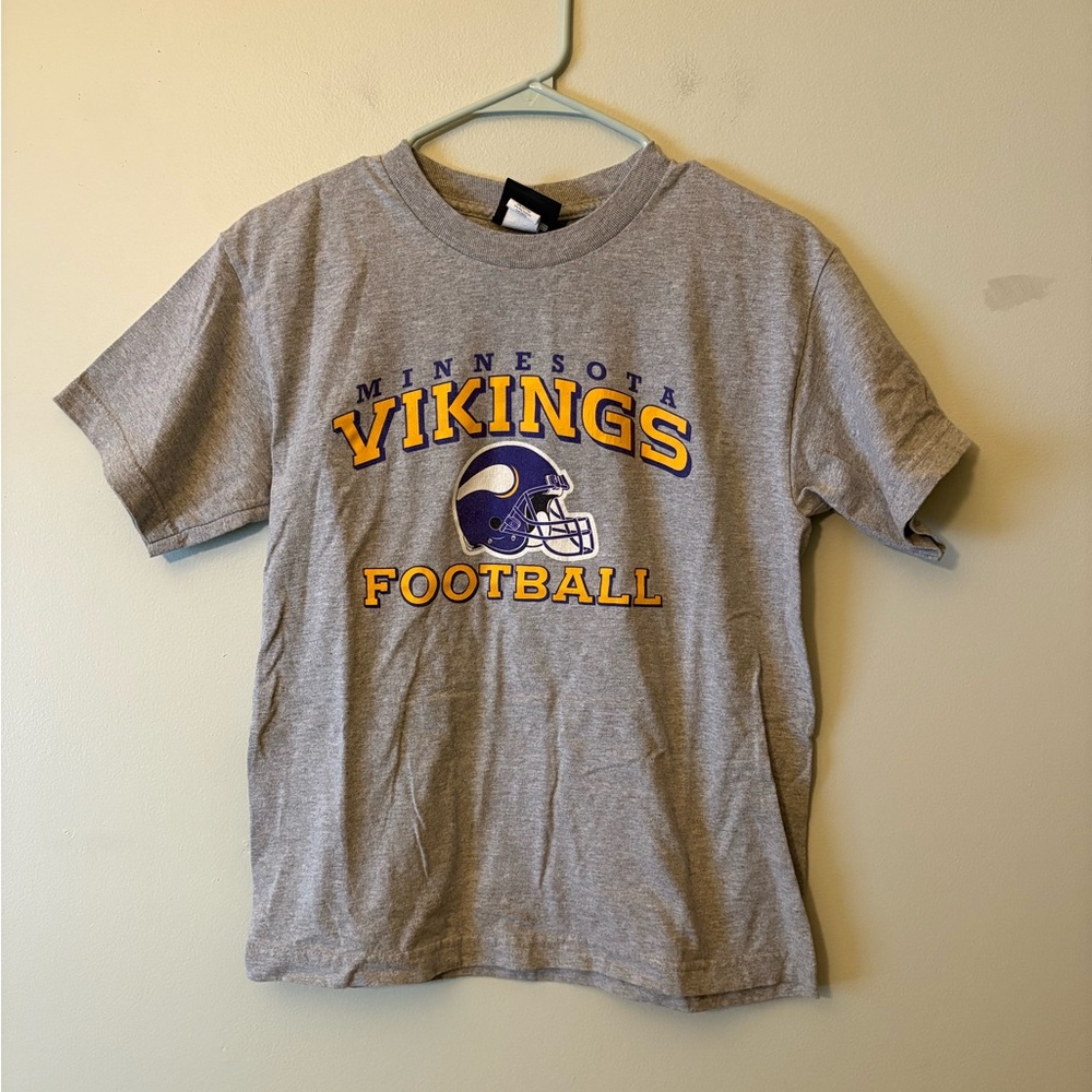 Reebok Minnesota Vikings Gray Short Sleeve T-Shirt, Size Large Youth